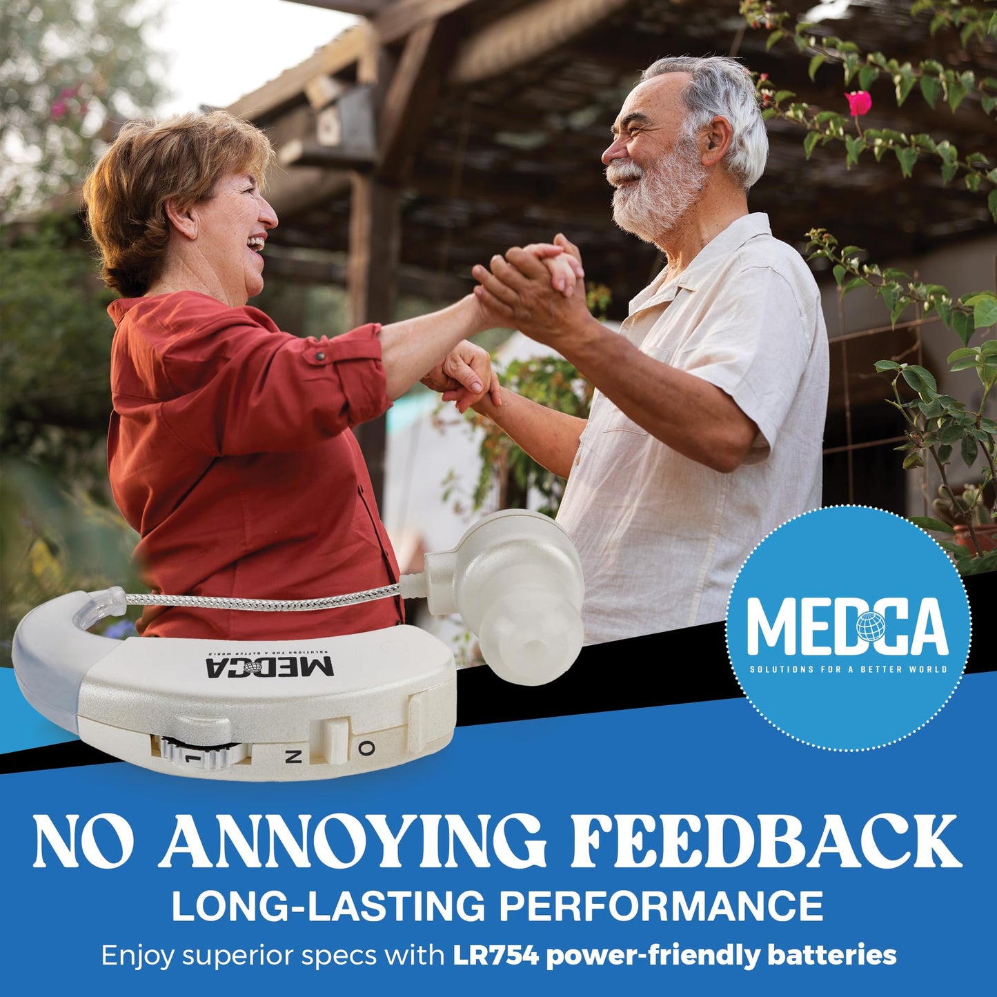 Behind the Ear Sound Amplifier - BTE Hearing Ear Amplification Device and Digital Sound Enhancer PSAD for the Hard of Hearing, Noise Reducing Feature, White