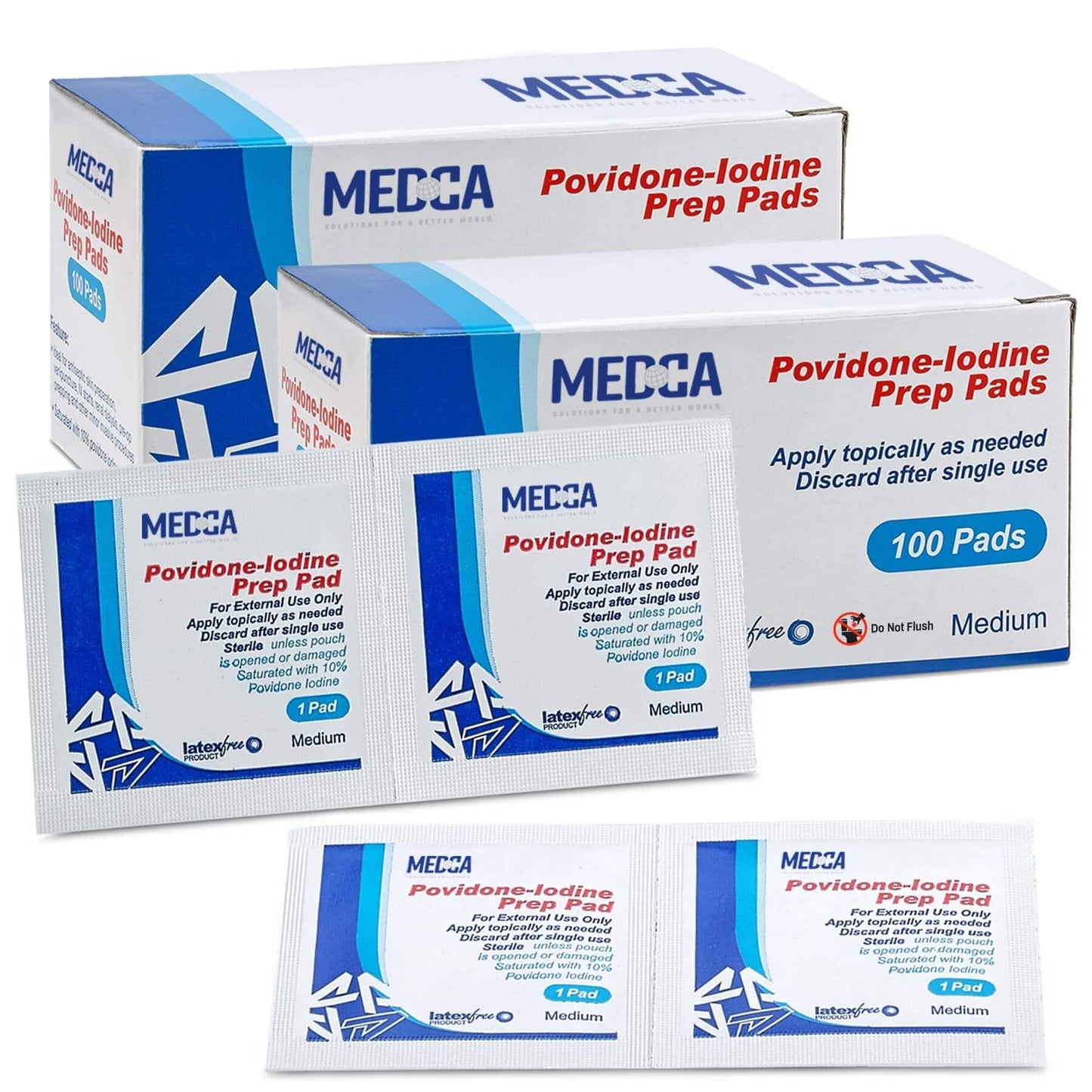 Iodine Prep Pads - (Box of 200 Count) Iodine Prep Solution Pads, 10% Povidone Iodine Swabs for Individual Disinfecting Wipes, Disposable Cotton Antiseptic Surgical Pad for Wound Care, and First Aid