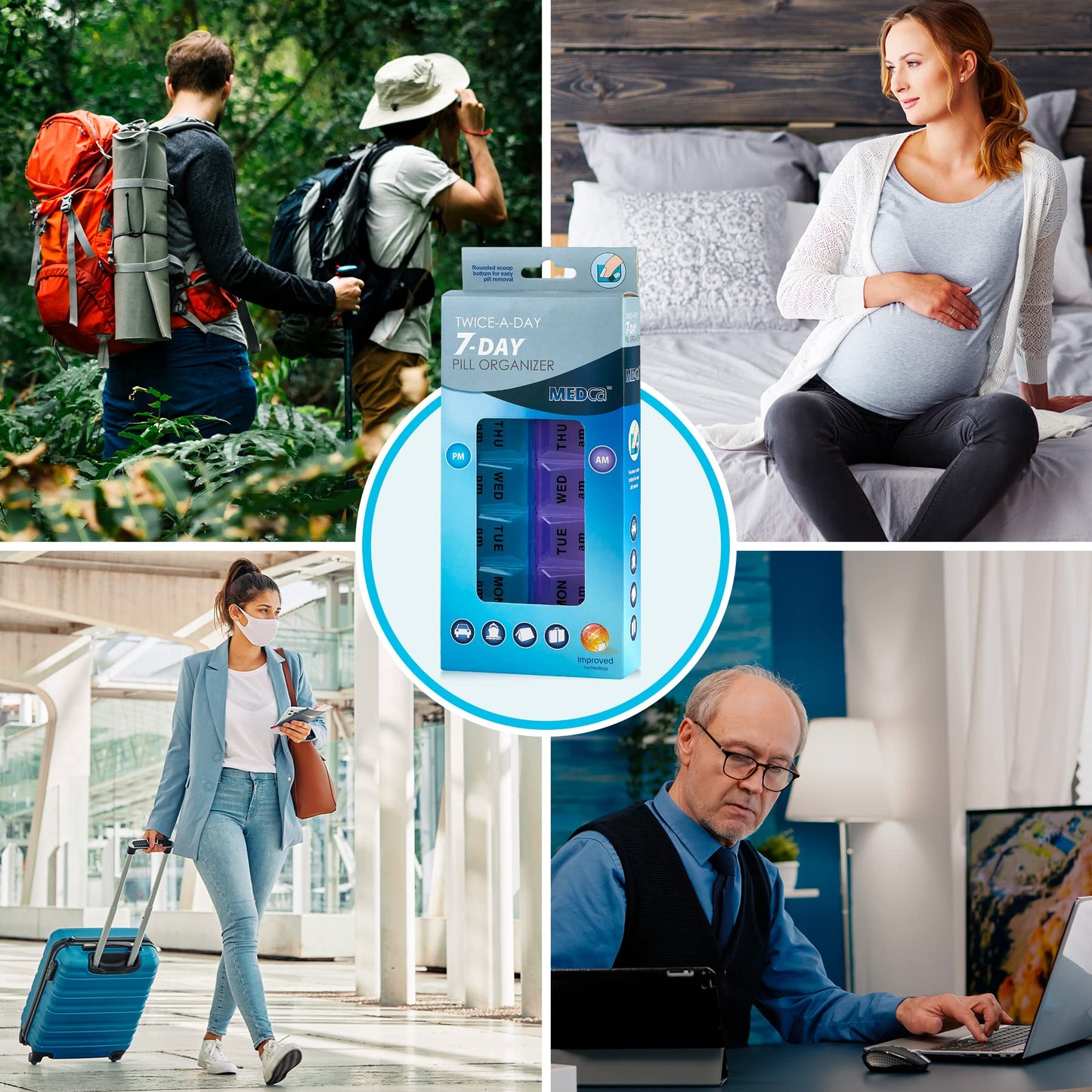 MEDca Weekly Pill Organizer, Twice-a-Day, 1 Pill Organizer