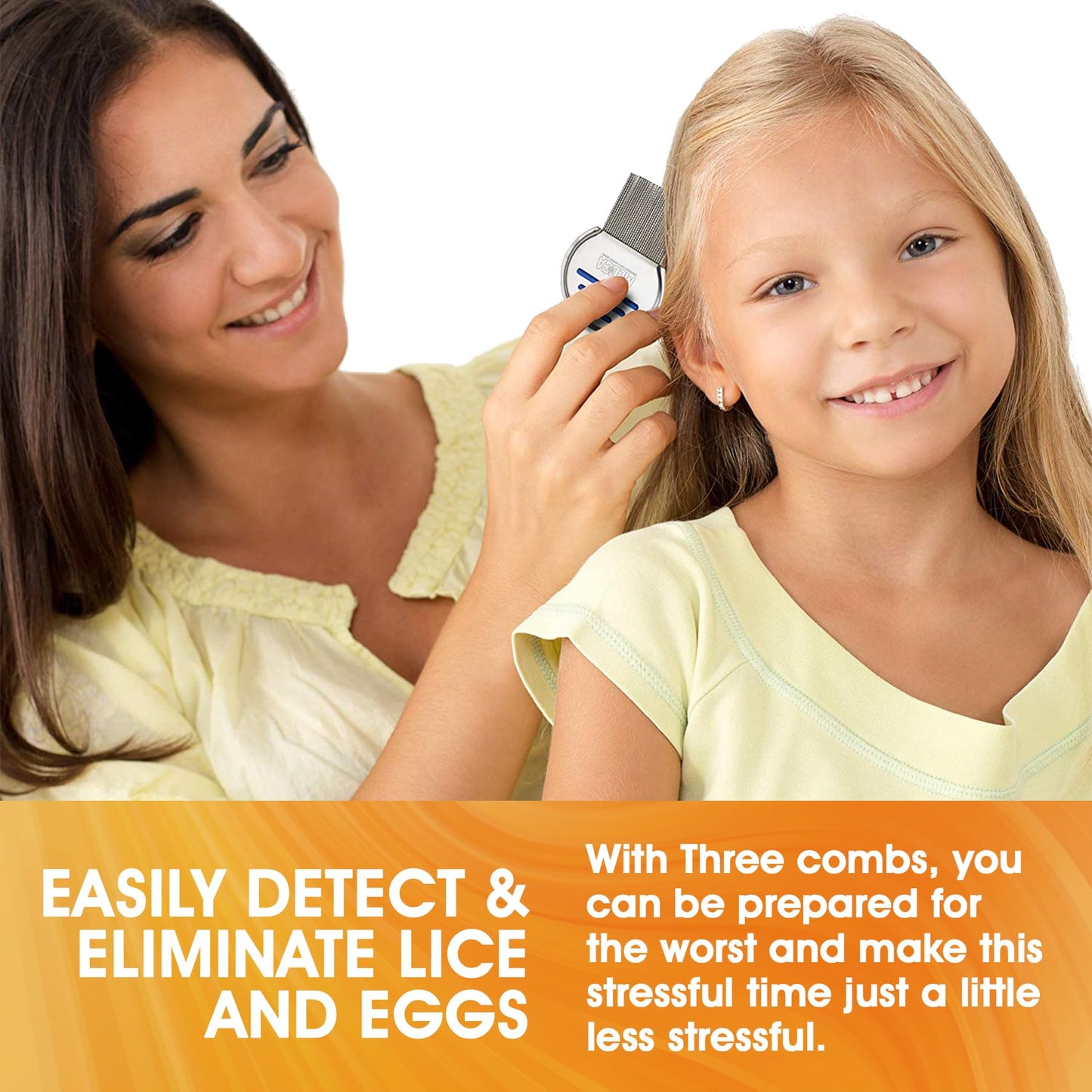 Lice Comb - (Pack of 2) Stainless Steel Professional Lice Combs and Head Lice Treatment to Effectively Get Rid of Hair Lice and Nits, Best Results for Infection and Re-infection in Kids & Adults