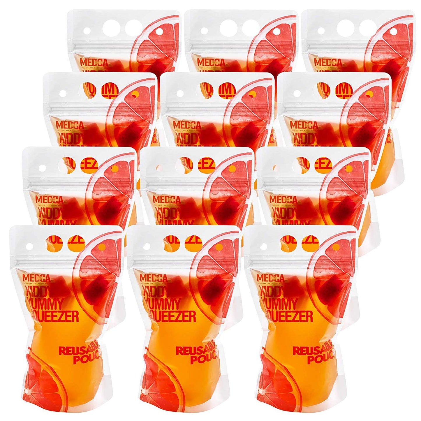 Reusable Drink Pouches - 50 Clear Drink Bags with 50 Straws - Double Zipper Reusable Smoothie Pouches Juice, Clear Zipper Pouch Storage Bags, Leak-Free and BPA Free