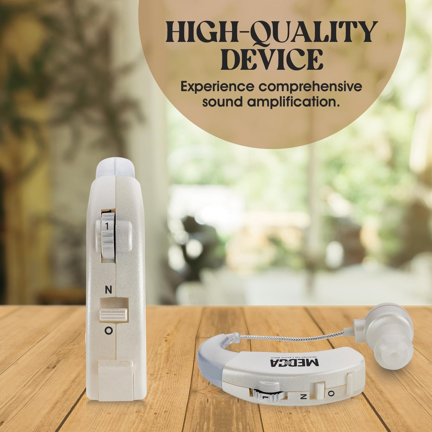 Behind the Ear Sound Amplifier - BTE Hearing Ear Amplification Device and Digital Sound Enhancer PSAD for the Hard of Hearing, Noise Reducing Feature, White