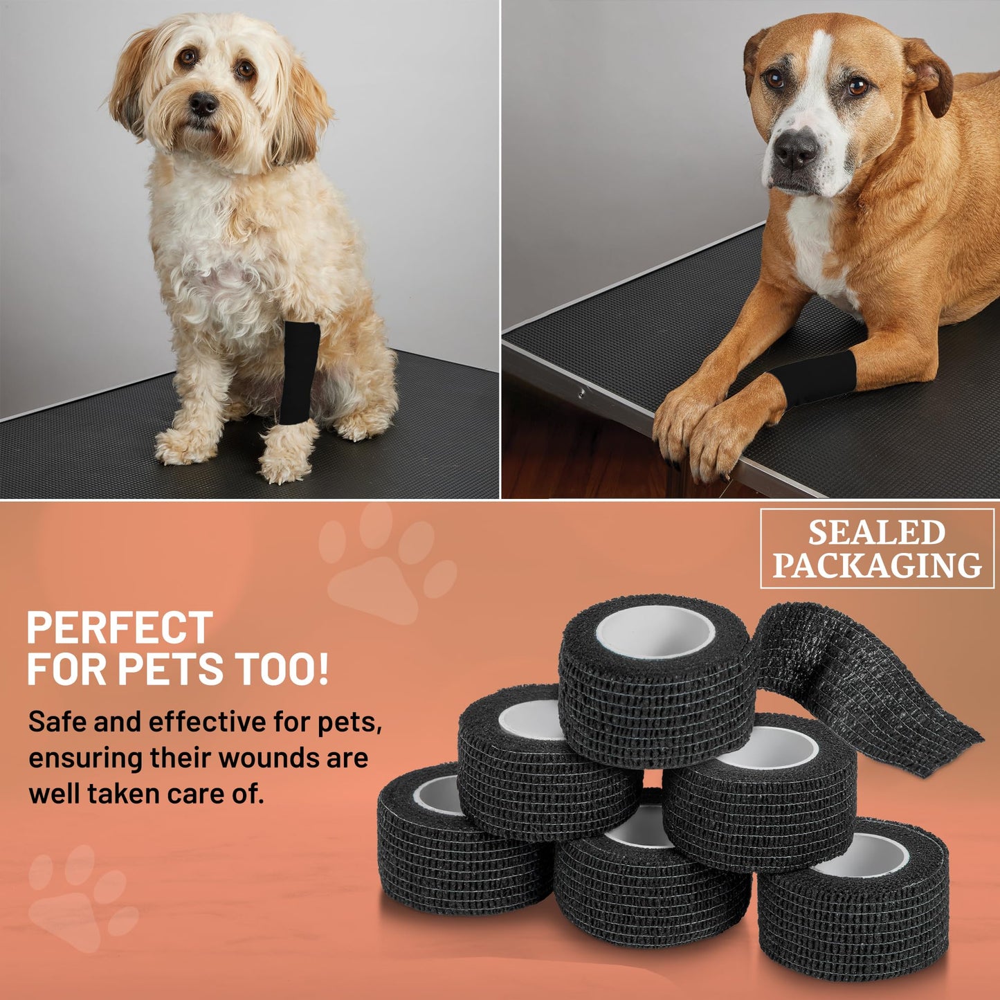 Self-Adherent Cohesive Bandage - Pack of 24 Rolls - 1" Wide x 5 Yards - Athletic Sports Tape for Medical Use, Sports, First Aid and Helps Protect Skin, Black