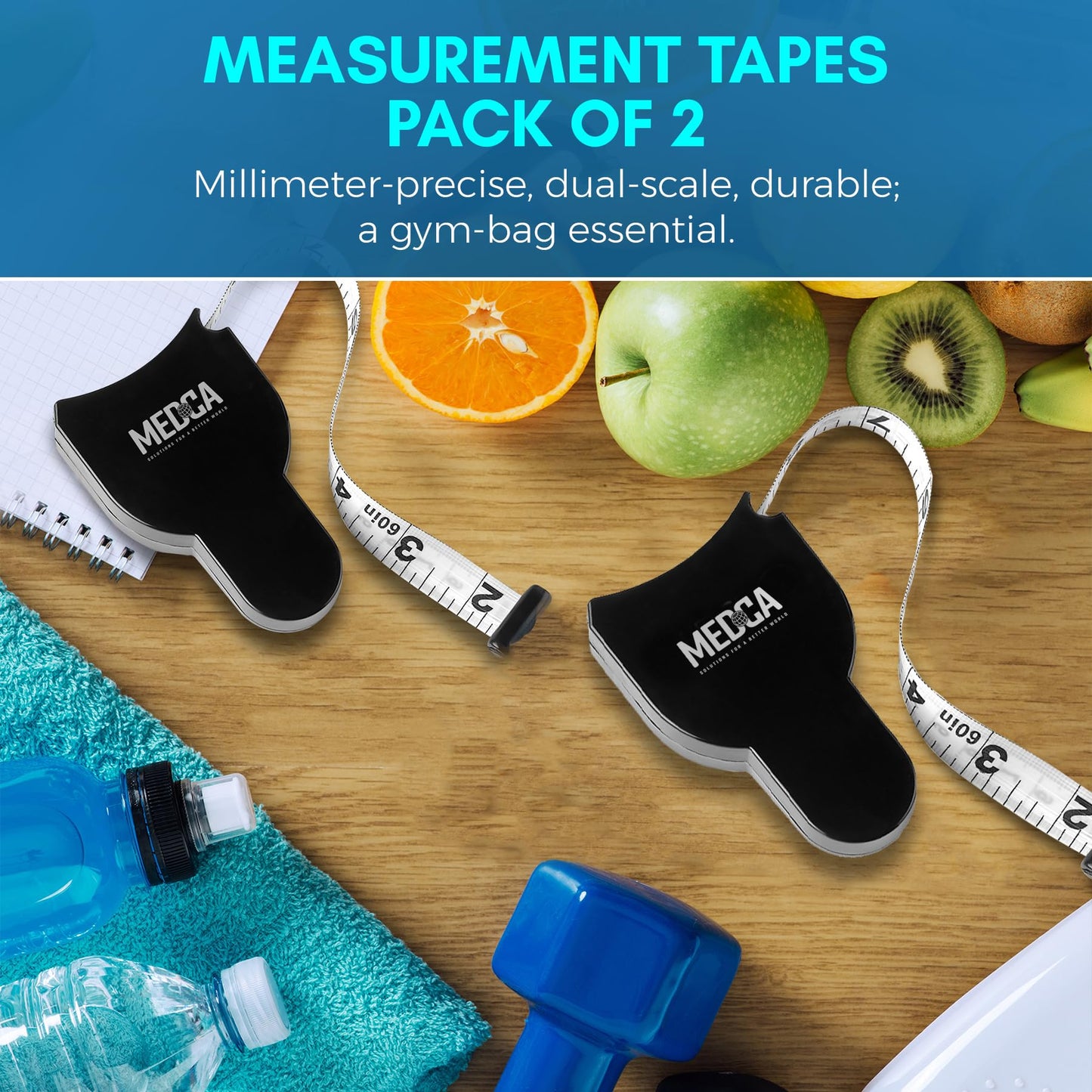 Body Tape Measure - (2 Pack) Measuring Tapes for Body and Fat Weight Monitors, (Inches & Cm) Retractable Ruler for Accurate Fat Calculator Helps Calculate Athletic Fitness Measurements, Black