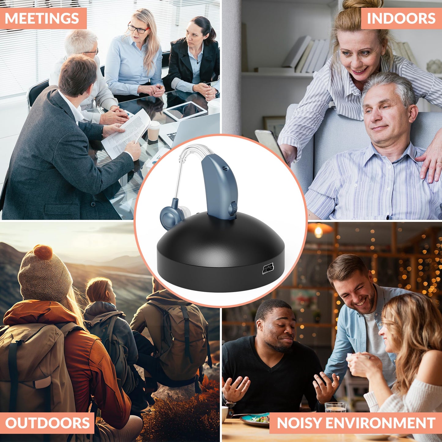 Digital Hearing Amplifier - Personal Hearing Enhancement Sound Amplifier with Extended Over 500hr Battery Life, Modern Blue, By MEDca