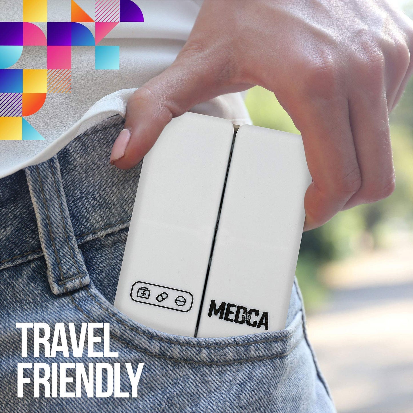 Magnetic Foldable Pill Box Case - 7 Day Weekly Medicine Organizer - Portable Compact Lightweight Pill Container with 7 Compartments, Dustproof, Air-Tight, BPA Free for Pills Vitamins and Supplements