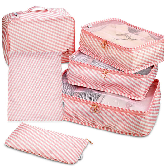 Travel Packing Cubes - 6 Piece Set Luggage Packing Organizers and Compression Packing Cube System
