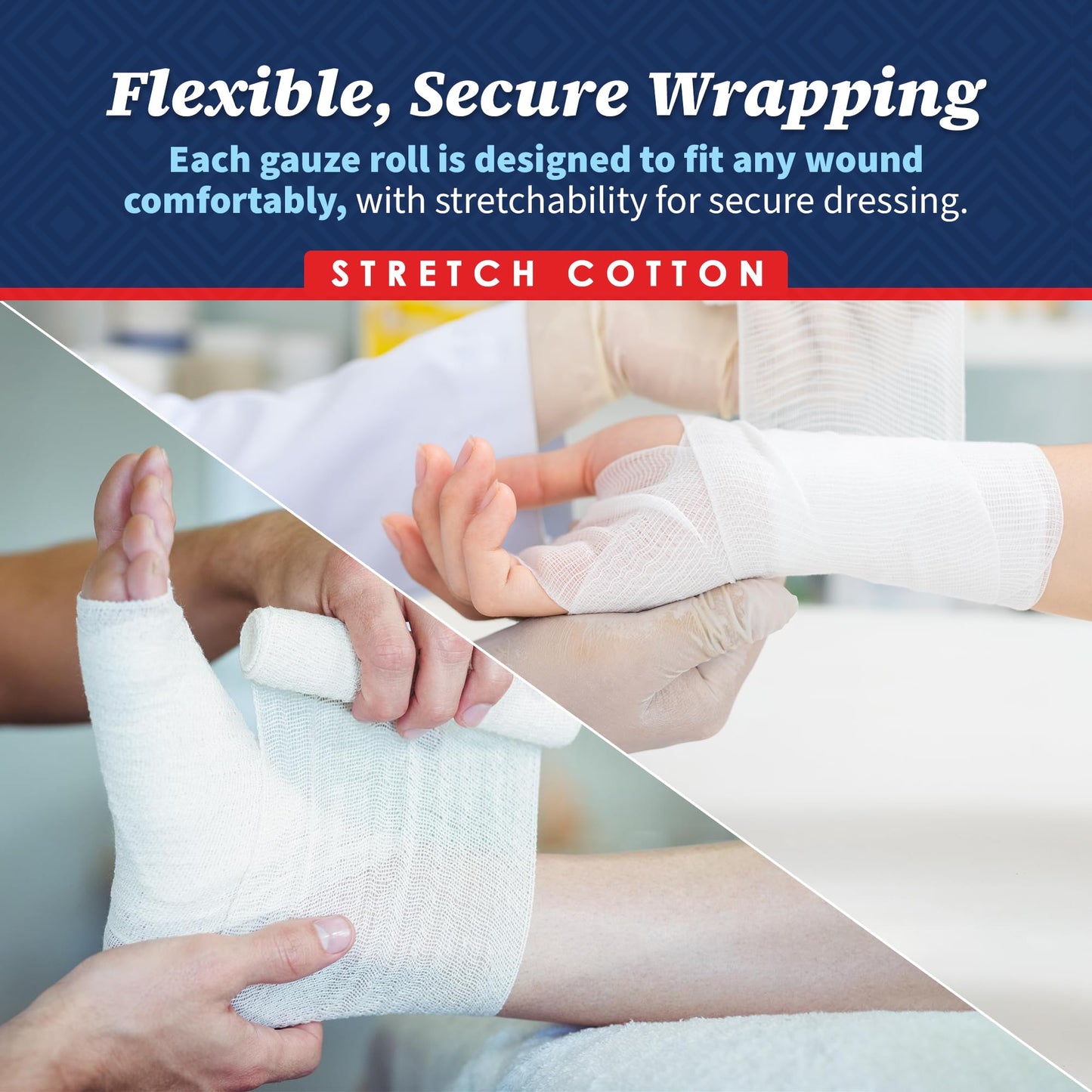 Gauze Bandage Rolls - (12 Pack) 4 in x 4.1 Yards Per Roll of Medical Grade Gauze Bandage and Stretch Bandage Wrapping for Dressing All Types of Wounds and First Aid Kit by MEDca, (4-Inch, 12 Pcs)