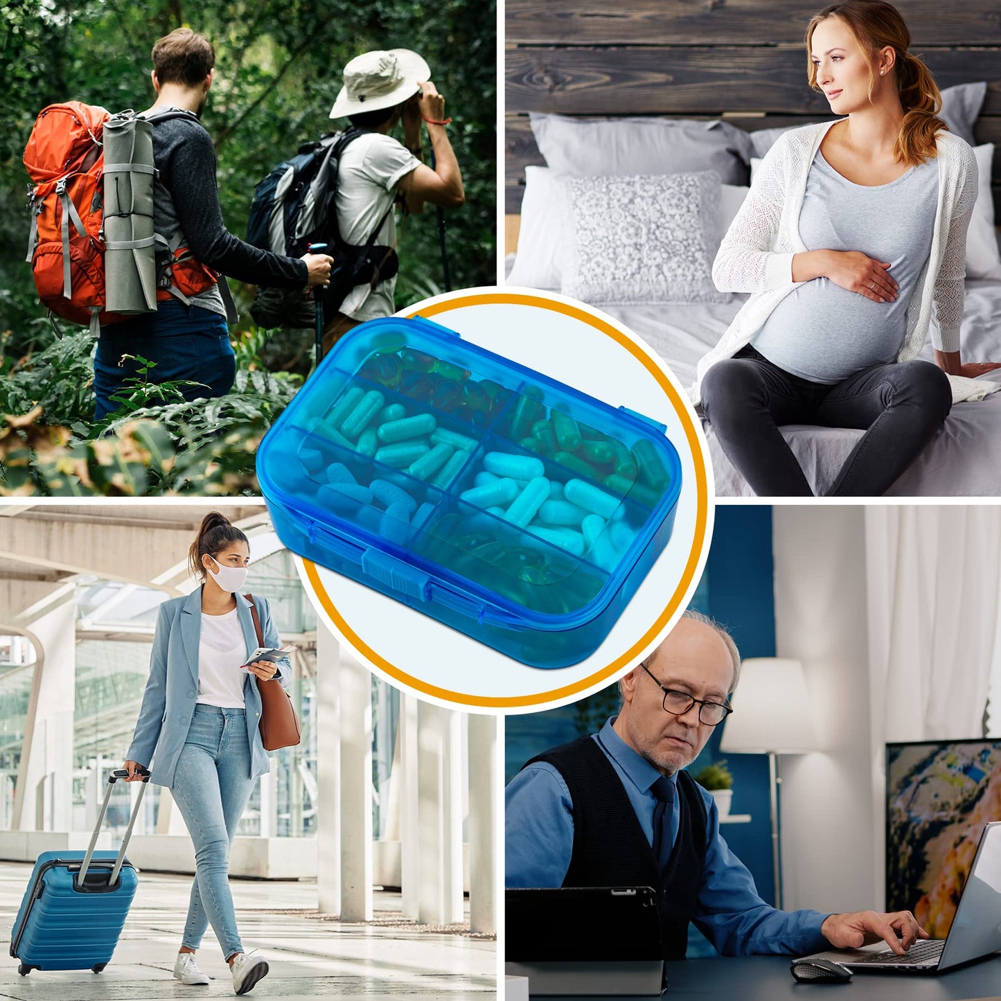 Vitamin Organizer - Travel Pill Organizer Box & 6 Compartment Daily Medicine Case Container for Organizing Your Pills, Medications, Supplements, Vitamins and Fish Oils for Every Day Use by MEDca