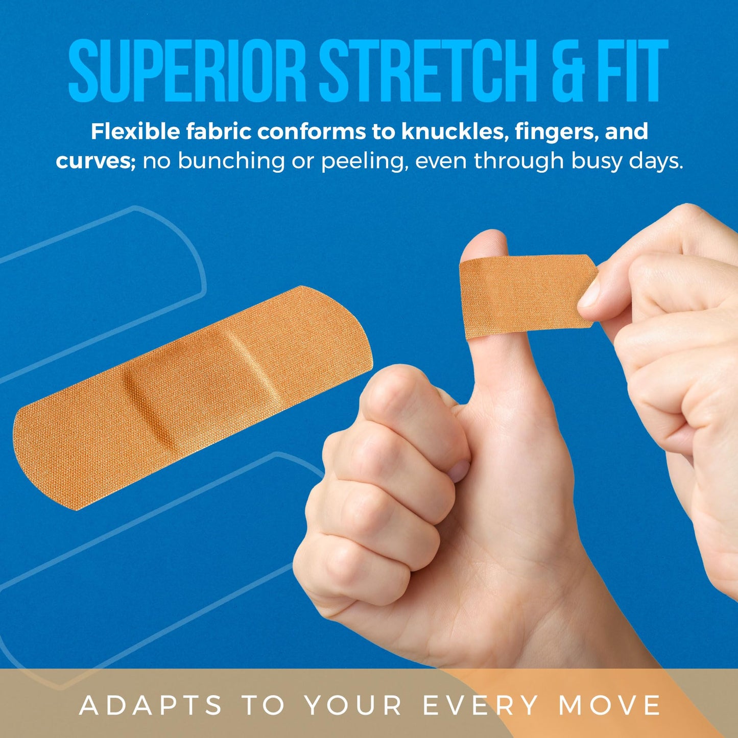 Flexible Fabric Bandages - Flex Fabric Adhesive Bandages Finger-Tip, Knuckles and Thumb for Finger Care and to Protect Wounds from Infection - (5000 Count Bulk)