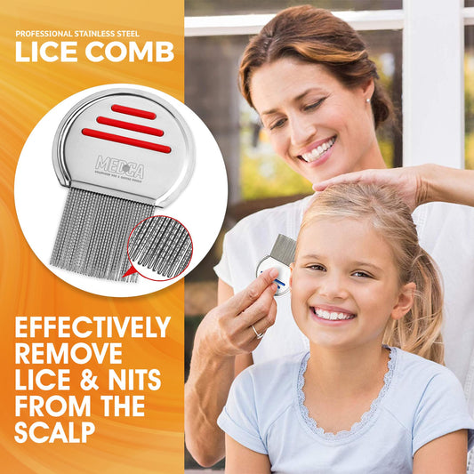 Lice Comb - (Pack of 3) Head Lice Treatment that's Individually Packaged Professional Stainless Steel Louse and Nit Combs Removes Eggs with Rounded Tips for Comfort