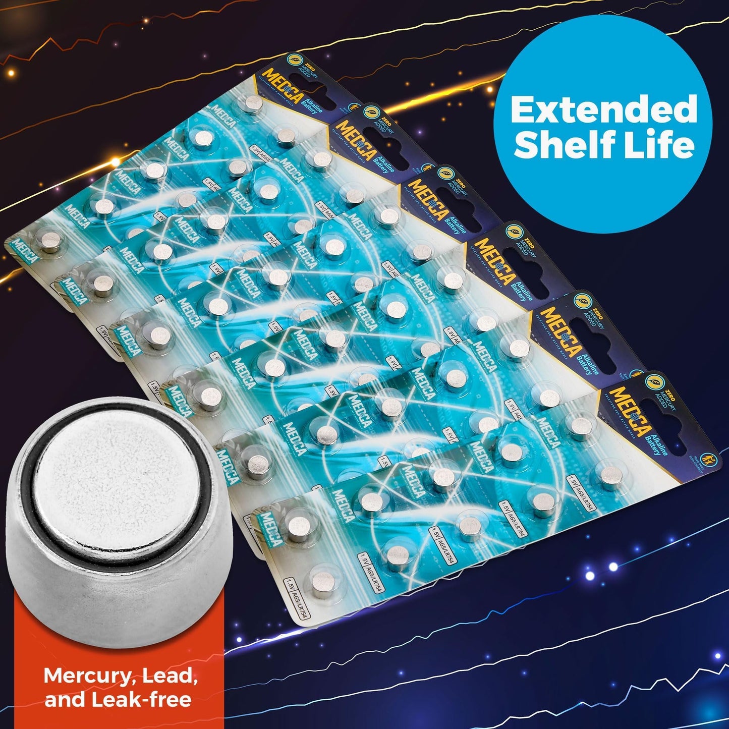 MEDca AG5 LR754 Batteries - 60 Count Pack - 1.5V Alkaline 754 LR48 193 Battery Button Coin Cell Batteries