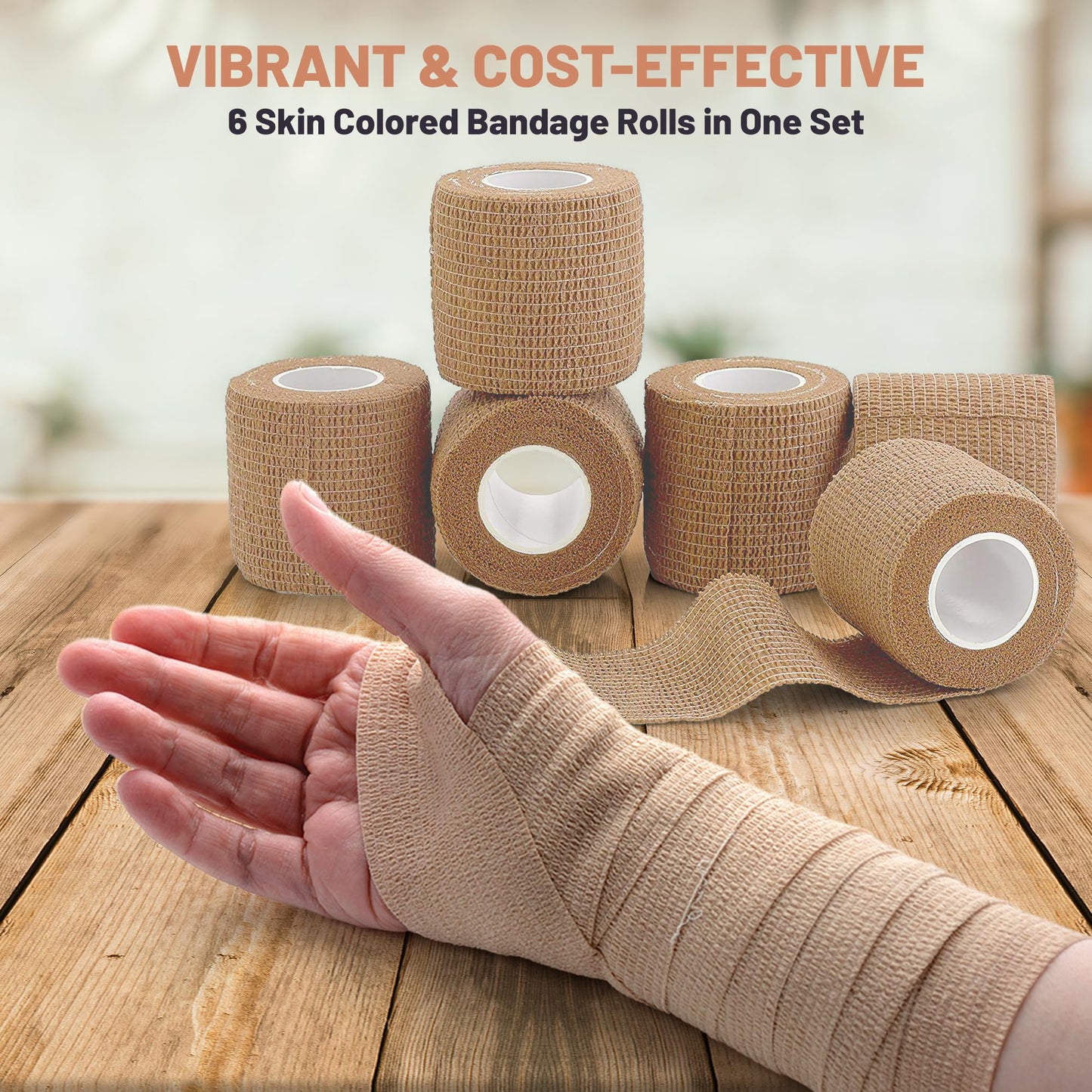 MEDca Self Adherent Cohesive Wrap Bandages 2 Inches X 5 Yards 288 Count Bulk (Skin Color)