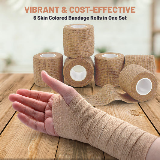 MEDca Self Adherent Cohesive Wrap Bandages 2 Inches X 5 Yards 288 Count Bulk (Skin Color)