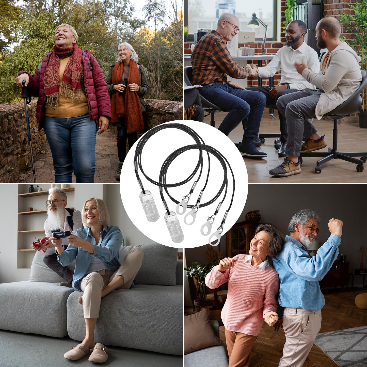 Hearing Aid Clips - Protective Holder with Anti Lost Lanyard Cord - Rope with Loops and Clip and Security Clip Ideal for Behind The Ear Hearing Aids and Personal Sound Amplifiers, (Pack of 2)