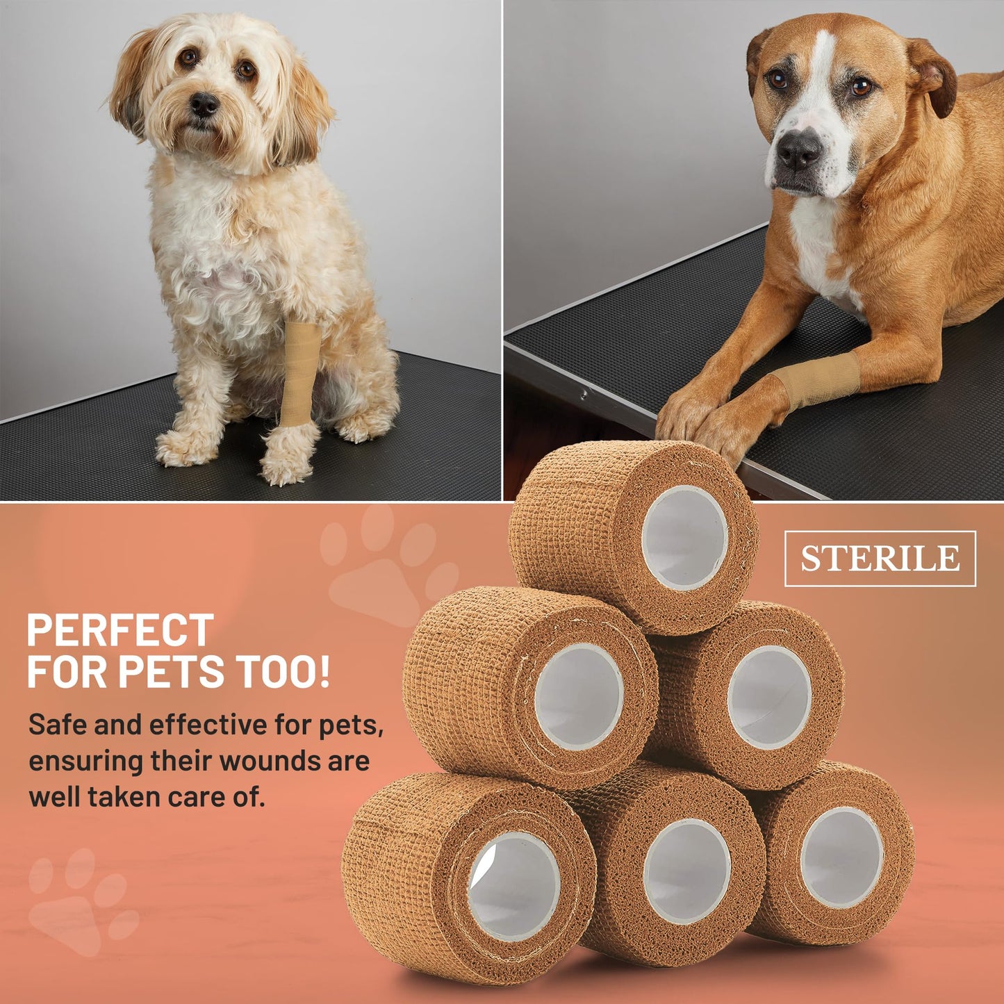 MEDca Self Adherent Cohesive Wrap Bandages 2 Inches X 5 Yards 288 Count Bulk (Skin Color)