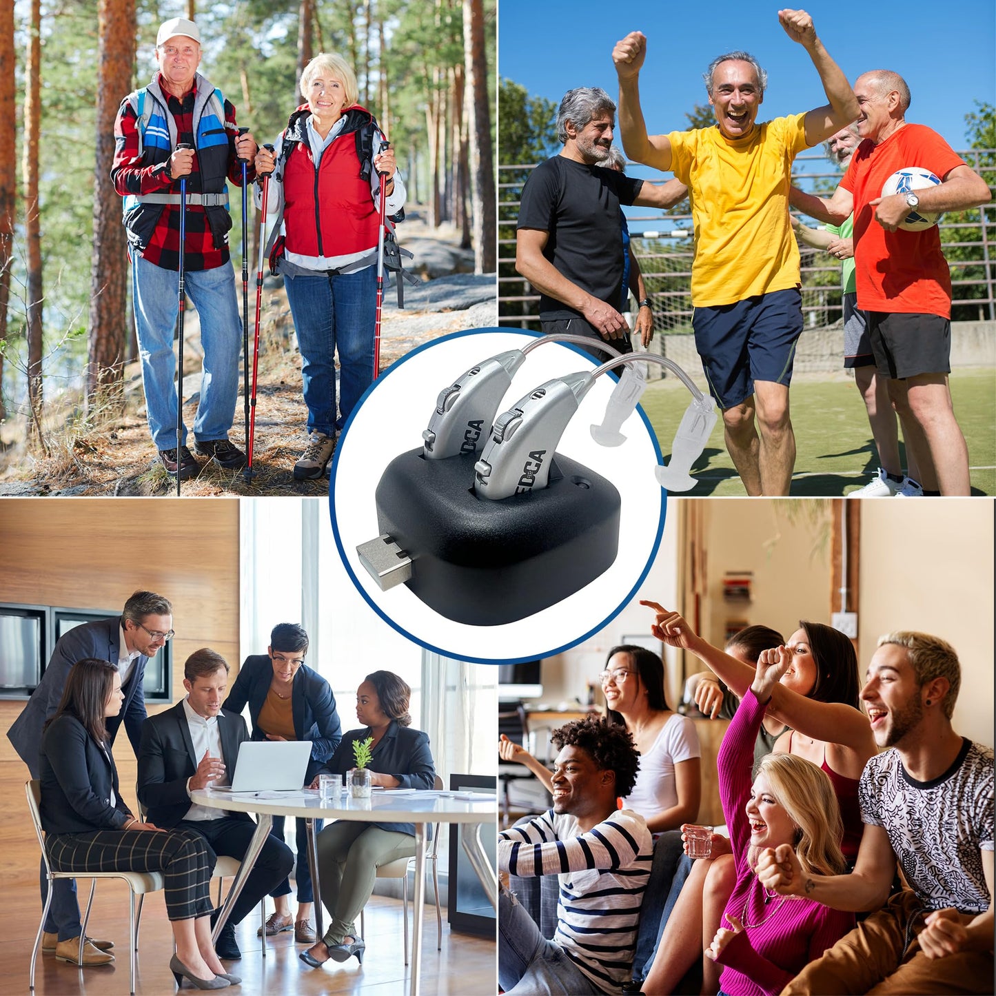 Digital Hearing Amplifiers - Pair of Rechargeable BTE Personal Sound Amplifier with USB Dock - Premium Behind The Ear Sound Amplification - by MEDca