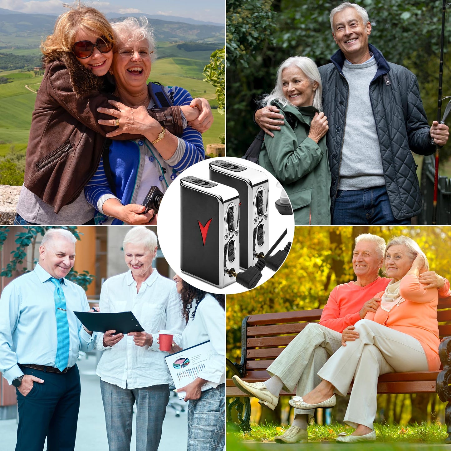 Personal Sound Amplifiers - (2 Pack) Personal Audio Amplifier Device and Voice Enhancer Device for Sound Gain of 50dB, Up to 100 Feet Away, Pocket Hearing Devices