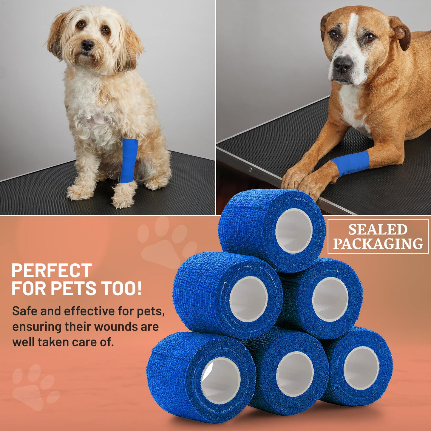 Self-Adherent Cohesive Bandage - Blue Medical Wrap - 12 Rolls 2" Wide x 5 Yards Sports Tape for Medical Use, Sports, First Aid and Helps Protect Skin