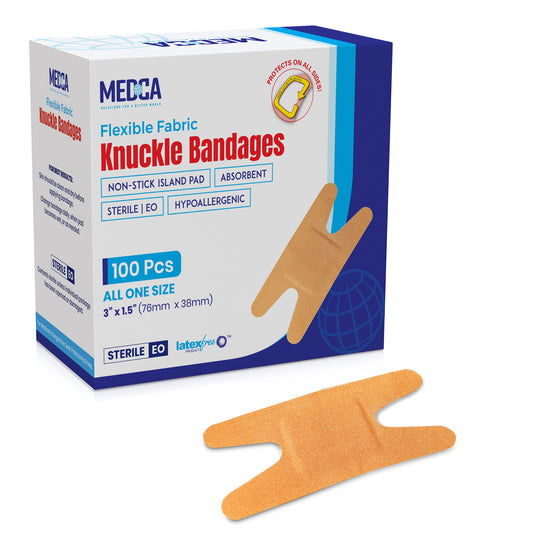 Flexible Fabric Bandages - Flex Fabric Adhesive Bandages Knuckle Bandages for Finger Care and to Protect Wounds from Infection - (100 Count Box)