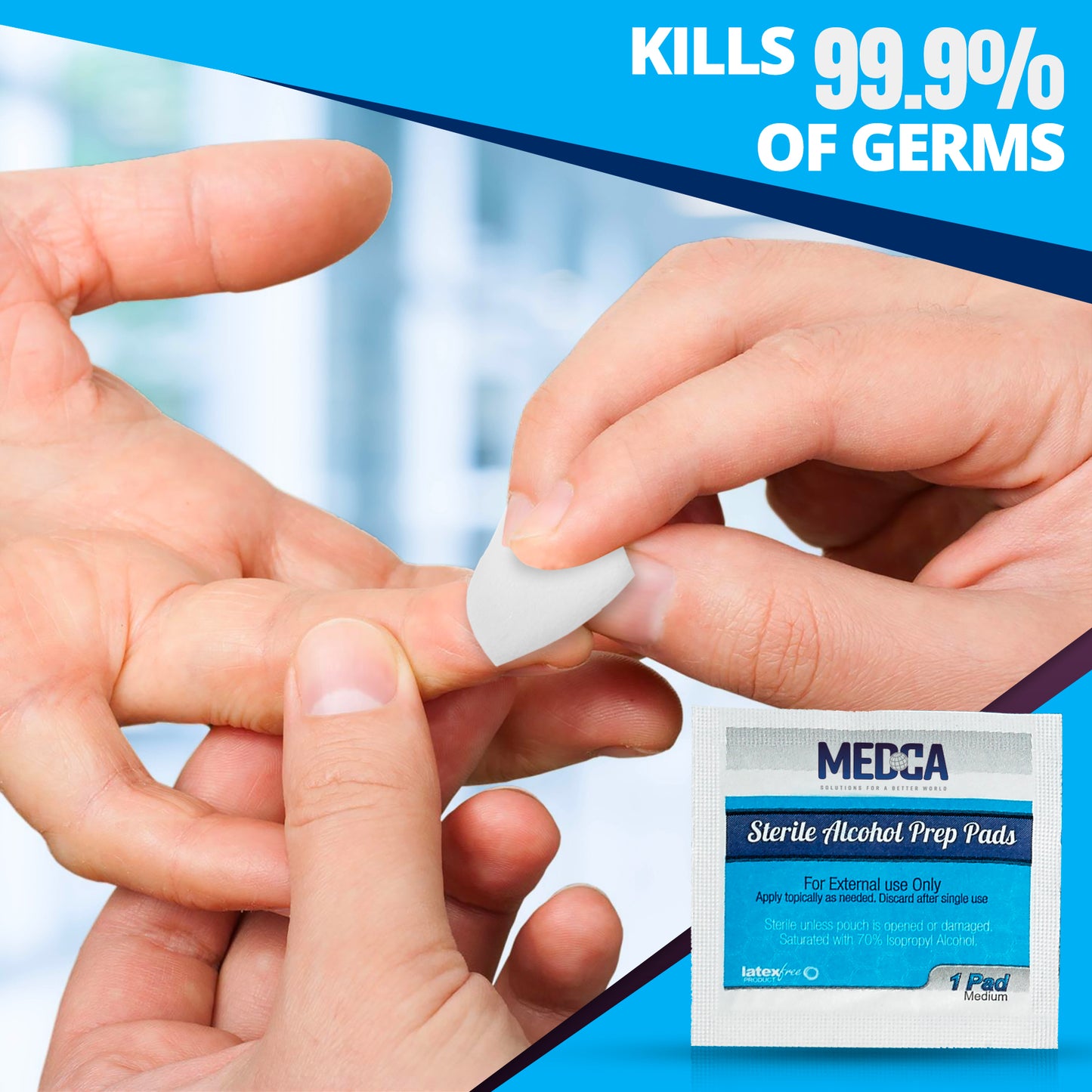 MEDca Alcohol Prep Pads, Sterile, Medium, 2-Ply (Pack of 300)