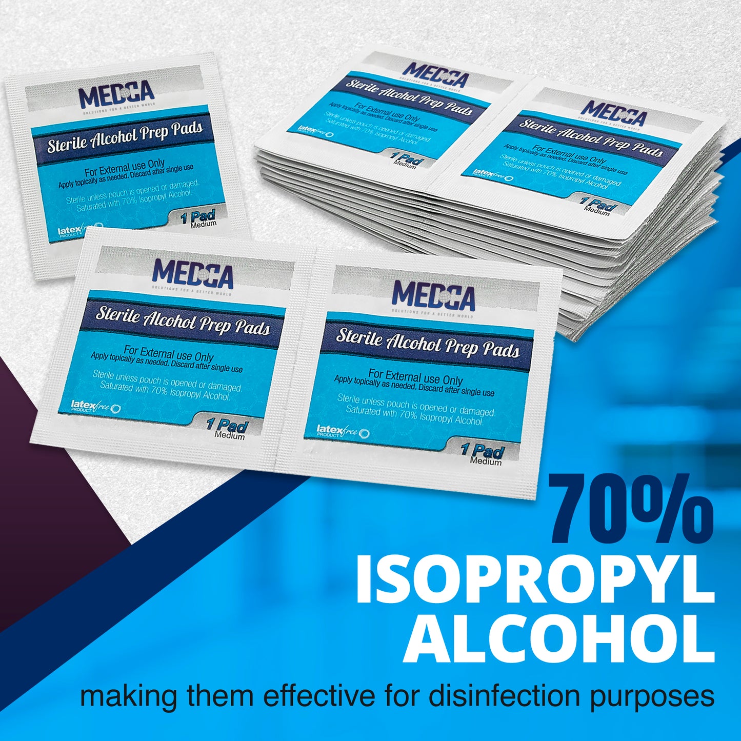 MEDca Alcohol Prep Pads, Sterile, Medium, 2-Ply (Pack of 300)