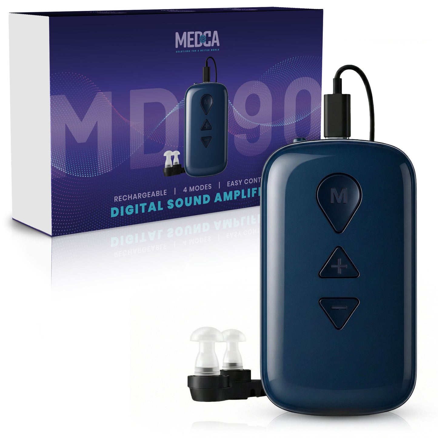 MEDca High-Power Portable Hearing Amplifier Device, 120H Battery, High Volume