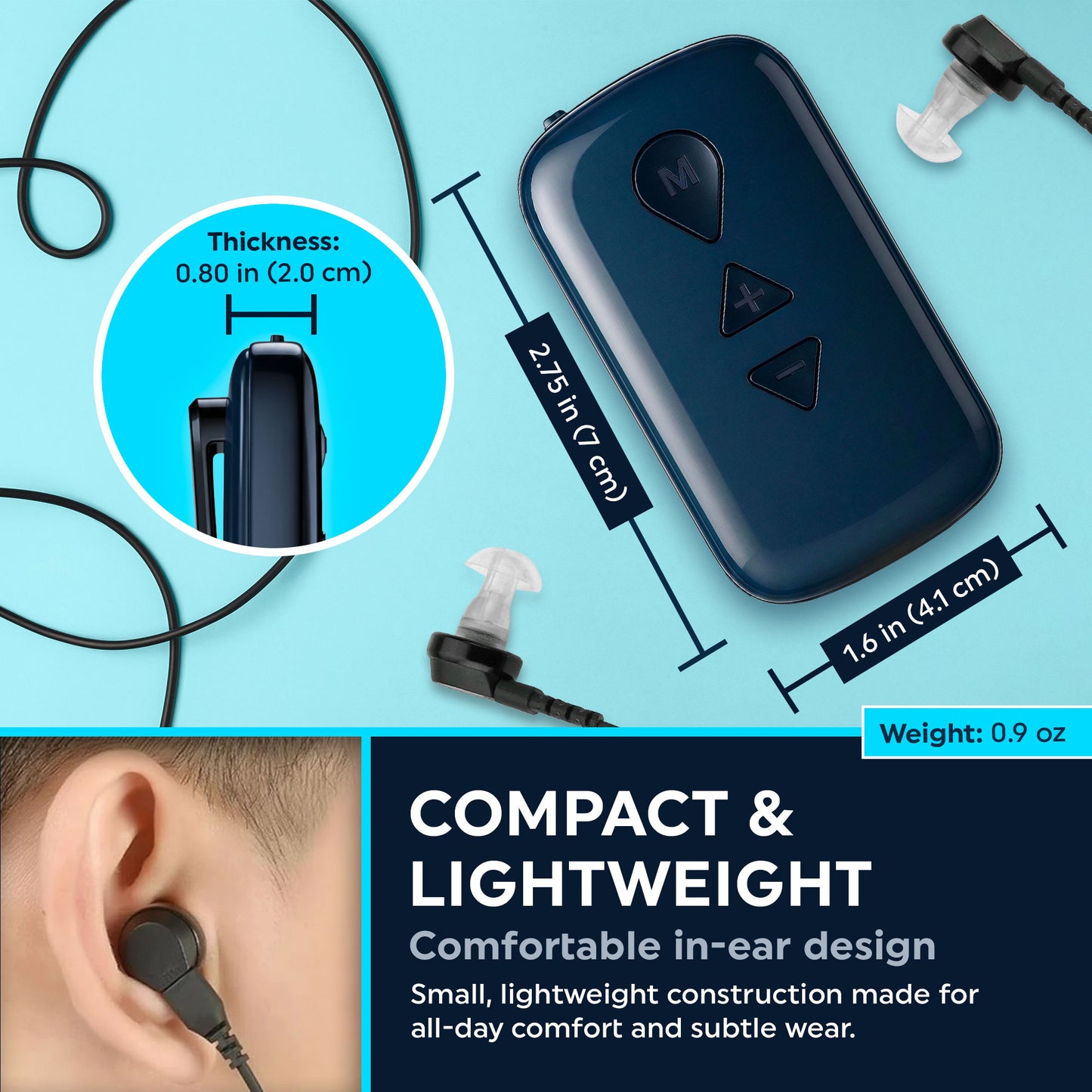MEDca High-Power Portable Hearing Amplifier Device, 120H Battery, High Volume