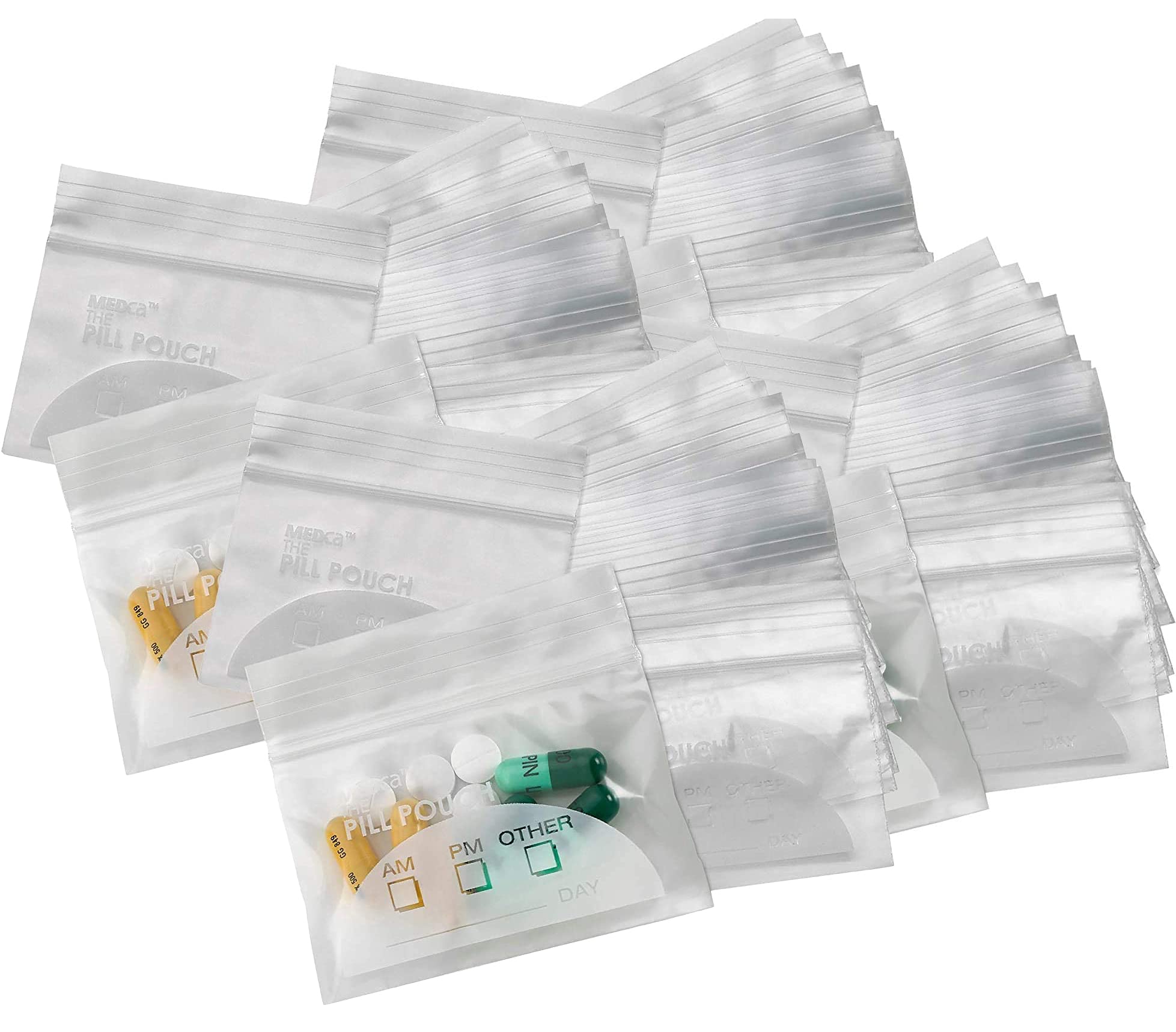 Plastic Pill Travel Organizer Bags With Write-On Labels - 600 Ct