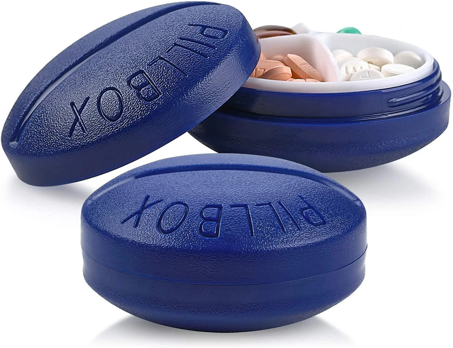 Small Pill Boxes – Pack of 2 – Mini Compact Round Portable 4 Compartment Travel  Pills Case Organizer, Vitamin and Medication Dispenser Holder for Up to 4  Times a Day, BPA Free Pill Reminder