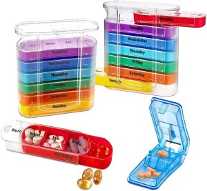 MEDca Stackable 7-Day Pill Organizers With Pill Cutter