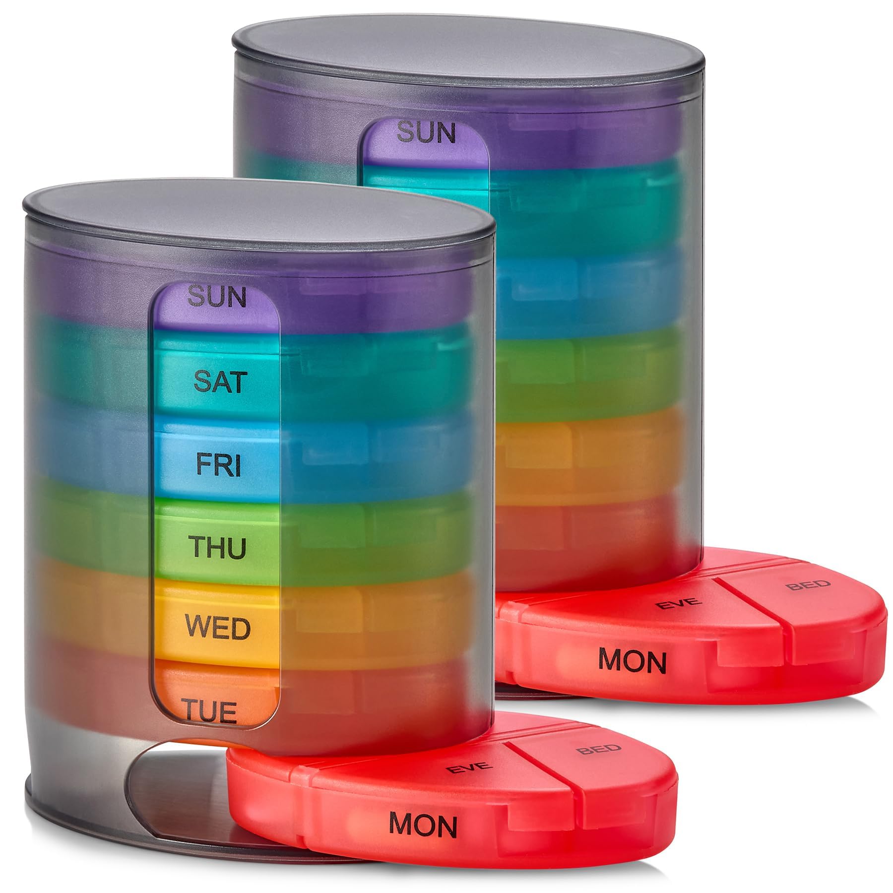 MEDca Pill Organizers - (2 Pack) Large Pill Organizer with Weekly and Daily  4-Times-A-Day Compartments for Morning, Noon, Evening, Night - BPA-Free