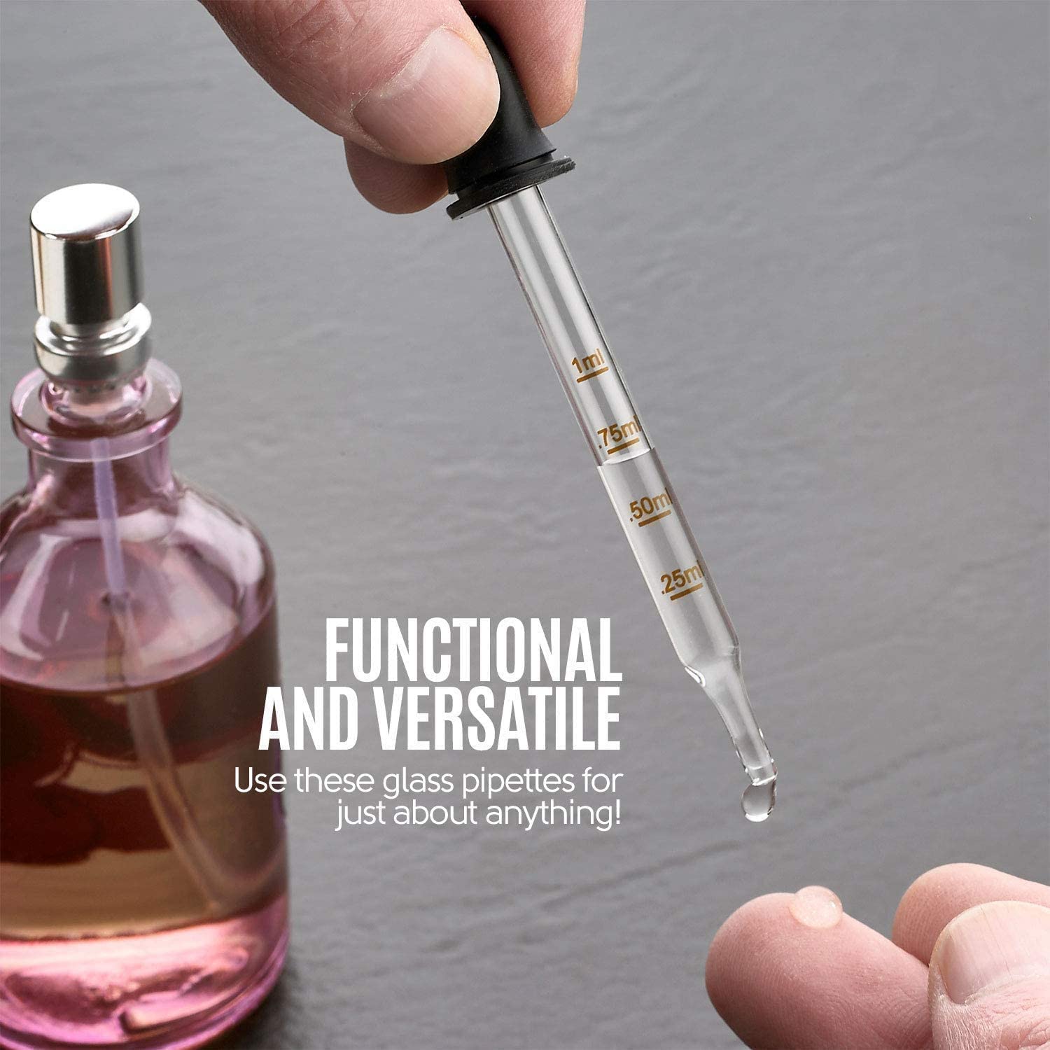 Eye Dropper 8Pack, Bent & Straight Tip Calibrated Glass Medicine