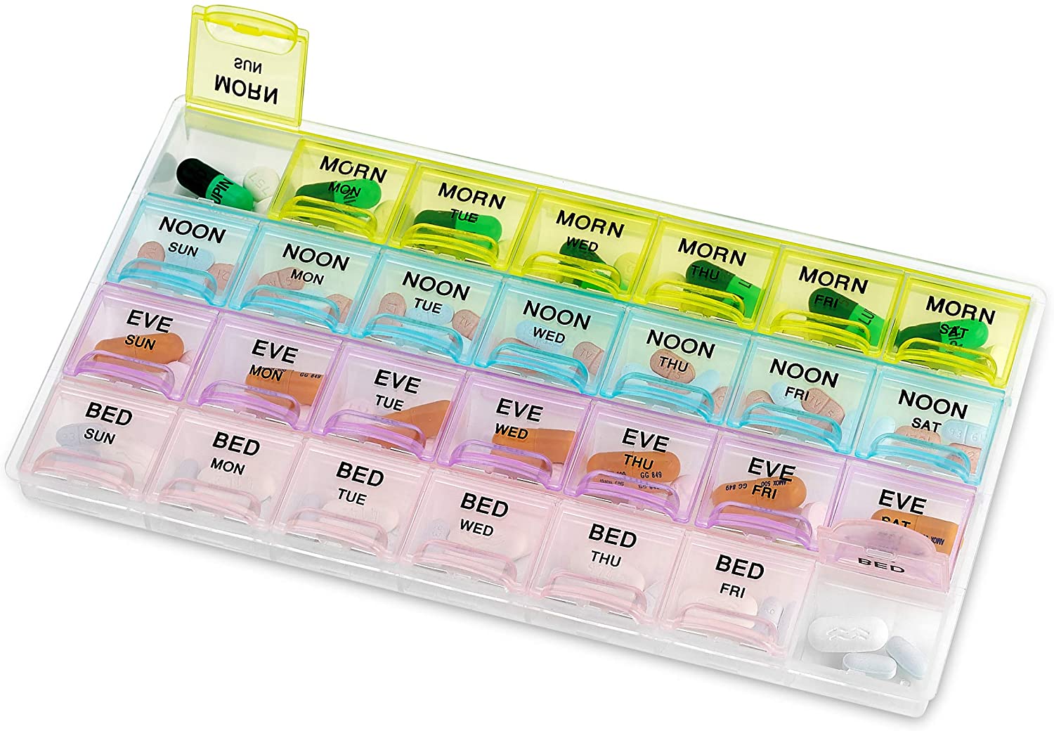 Weekly Pill Organizer 4 Times a Day with a Business Stylish Bag