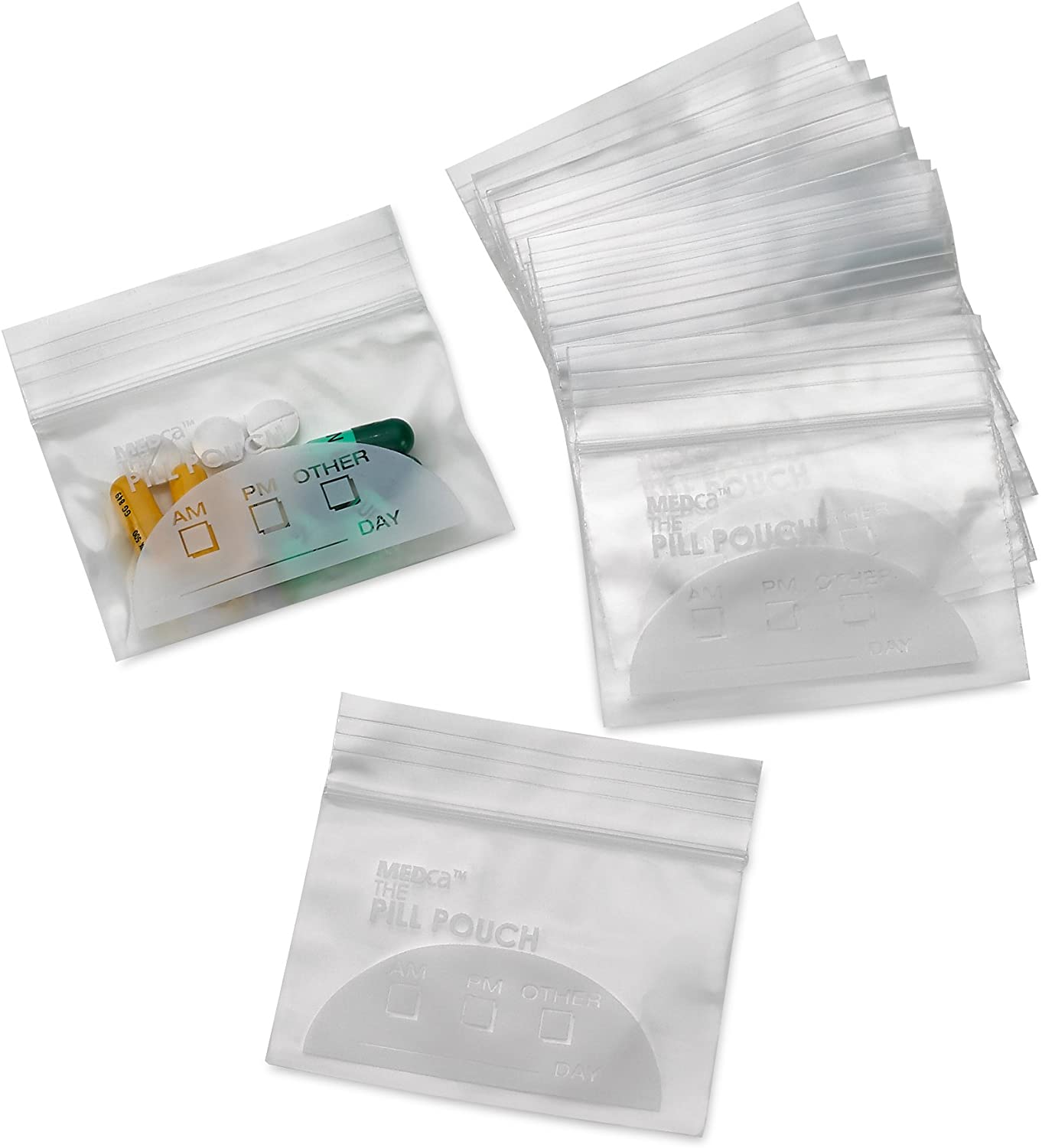 Plastic Pill Travel Organizer Bags With Write-On Labels - 100 Ct