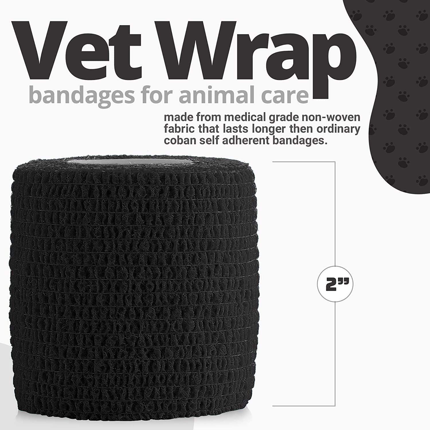 Vet Wrap (Pack of 62 inch x 5 Yard Rolls) Self Adherent Wrap