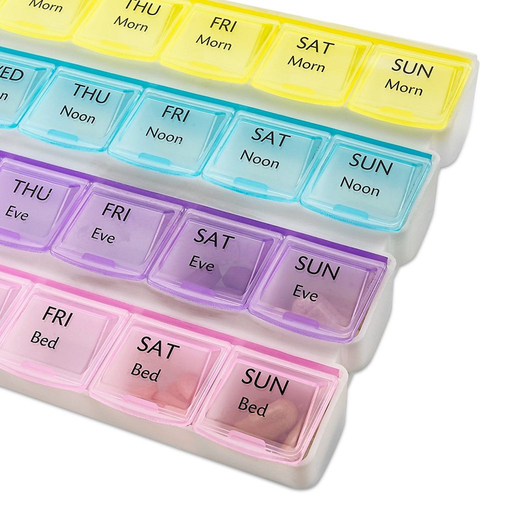 MEDca Weekly Pill Organizer 7 Day Travel Pill Box, Prescription & Medication Organizer with Pill